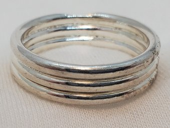 Sterling Silver Size 9 Triple Banded Wedding Ring ~ 4.10 Grams