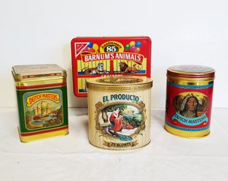 Set Of Four Vintage Collectible Tins By Dutch Masters, EL Producto & Nabisco