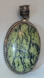 Fabulous Huge Sterling Silver Lizard Jasper Southwestern Style Pendant 1 1/4 X 7/8 ~ 14.6 Grams