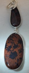 Silver Plated Double Mahogany Jasper Pendant