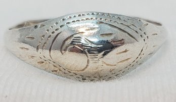 Sterling Silver Size 7 Hand Carved Ring ~0.91grams