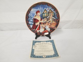 2001 Bradford Exchange Limited Edition 'Santa's Gift Of Love' Collector's Plate By Dona Gelsinger With COA