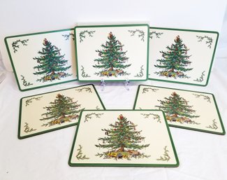 Set Of 6 Pimpernel Satin Finish Cork Placemats Christmas Tree Design, England  - Original Box