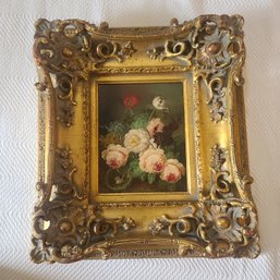 Vintage Faux Oil Painting Still Life Peonies Print On Canvas