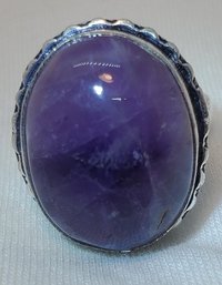 Silver Plated Size 6 Amethyst Ring 1' X 3/4'