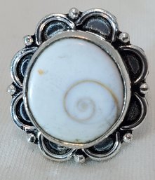 Silver Plated Size 7 Mystifying Shiva Eye Shell Ring 3/4' X 3/4'