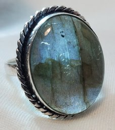 Silver Plated Size 7 Labradorite ~ 1' X 3/4'