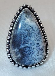 Silver Plated Size 6 Dendrite Opal ~ 1' X 5/8'