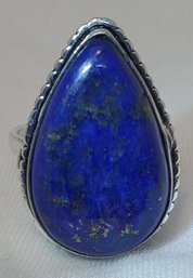 Silver Plated Size 6 Lapis Lazuli Ring 1' X 3/4'