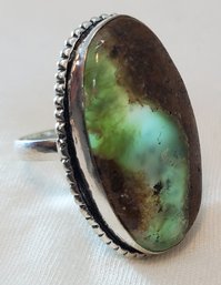 Silver Plated Size 8 Chrysoprase Ring 1 1/4' X 1'