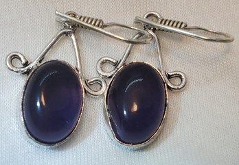 Silver Plated Pair Of Purple Earrings