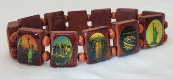 Vintage Wooden Stretch Bracelet With A Patriotic Amercan Theme