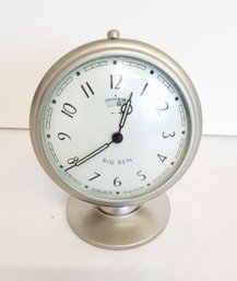 Vintage Big Ben Brushed Nickle Alarm Clock With Glow In The Dark Hands