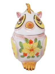 Adorable Vintage Lefton Colorful Pottery Owl Cookie Jar