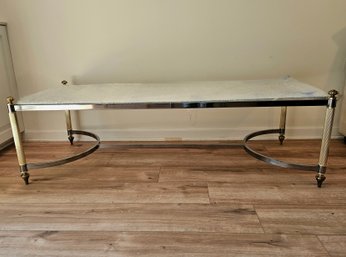 Vintage Chrome And Brass Glass Top Table