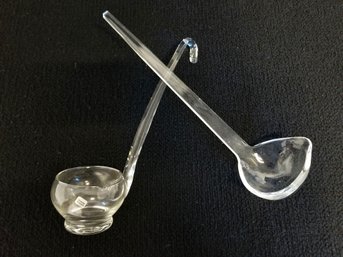 Vintage Clear Plastic & Handblown Glass Punch Bowl Ladles