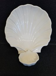 Vintage Ceramic Seashell Shaped Chip & Dip Bowl Set