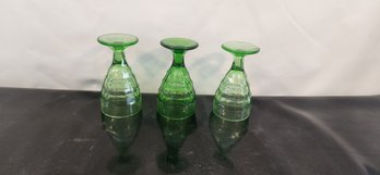 Vintage Green Glass Water Glasses