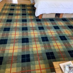 Fabulous Snd Funky Wide Plaid Low Pile Area Rug In Very Good Condition