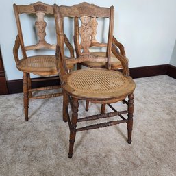 Three Lovely Antique Cane Seat Chairs