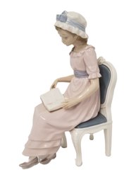 Vintage 1979 Lladro 'Girl Reading A Book' Porcelain Figurine - Made In Spain