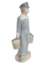 Vintage Lladro 'dutch Boy With Milk Pails' Porcelain Figurine #4811 Retired - Made In Spain