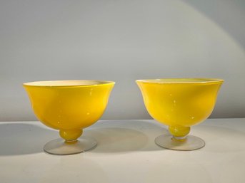 Pair Of Carlo Moretti Mid Century Colorful Footed Bowls