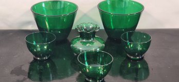Collection Of Vintage Green Glass