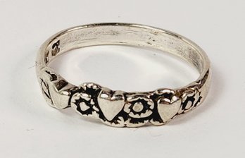 Vintage Sterling Silver Heart Design Ring