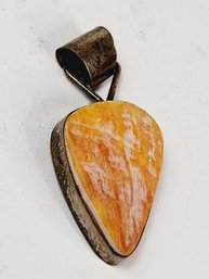 Native American Sterling Silver Baltic Amber Stone Pendant Signed On Back (Dyazzle)