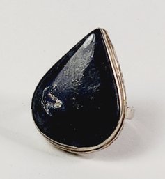 New Sterling Silver Blue Gold Stone Tear Drop Shape Stone Ring