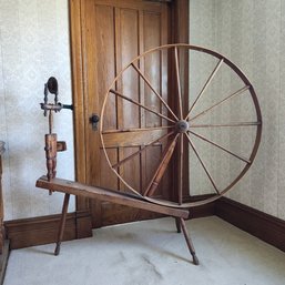 Spinning Wheel With Green Spool Of Thread