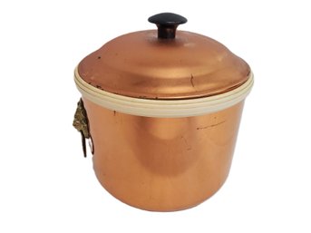 Vintage Coppercraft Guild Taunton MA Lidding Insulated Ice Bucket With Brass Lion Handles
