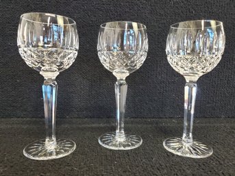 Three Waterford Crystal Lismore Hock Wine Glasses