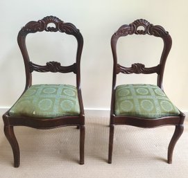 Pair Of Dark Wood Antique Dining Chairs