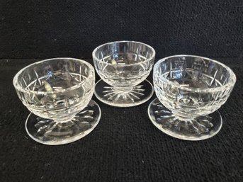 Three Waterford Crystal Lismore Footed Dessert Bowls