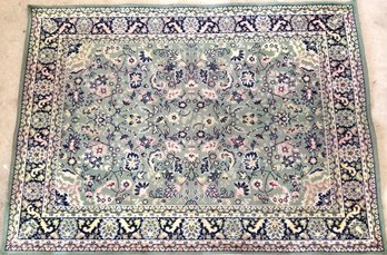Small Green & Blue Floral Area Rug