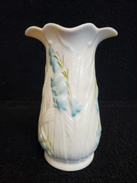Vintage Irish Belleek Harebell Vase With Blue Bell Flowers