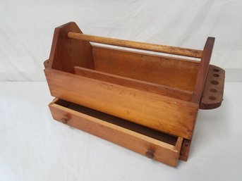 Vintage 1960s Homemade Wooden Tool Box With Drawer