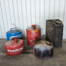 Five Gas And Kerosene Cans