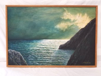 Vintage Looming Skies Over The Seas Painting On Canvas By Constantine