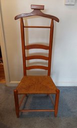 WOODEN BUTLER VALET DRESSING CHAIR WITH RUSH SEAT