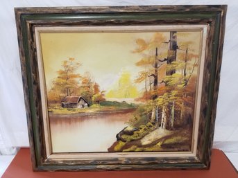 20th Century Woodland Stream Landscape Signed Oil Painting Anthony Vita