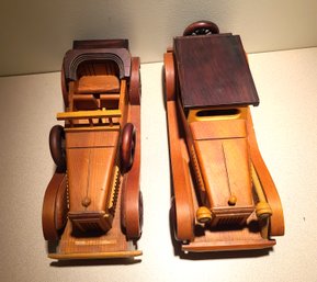 Two Vintage Wooden Model Cars