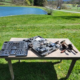 Porter Cable Screw Gun, Large Bit Set, And Three Antique Tools