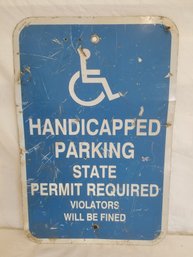 Metal Handicap Parking Sign Rough Shape