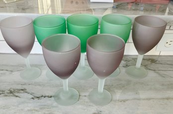 Frosted Green / Smoke - Glass Stemware