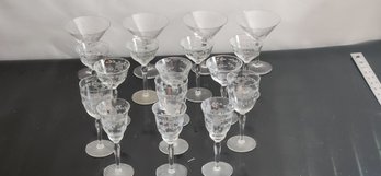 Collection Of Cut Crystal Wine And Cordial Glasses