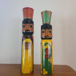 Vintage Hand Painted Holymen Wooden Dowel Figures