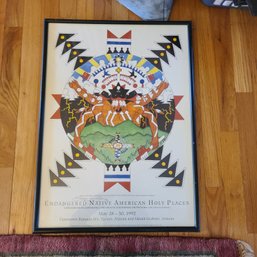 Signed 1992 Endangered Native American Holy Places Framed Poster